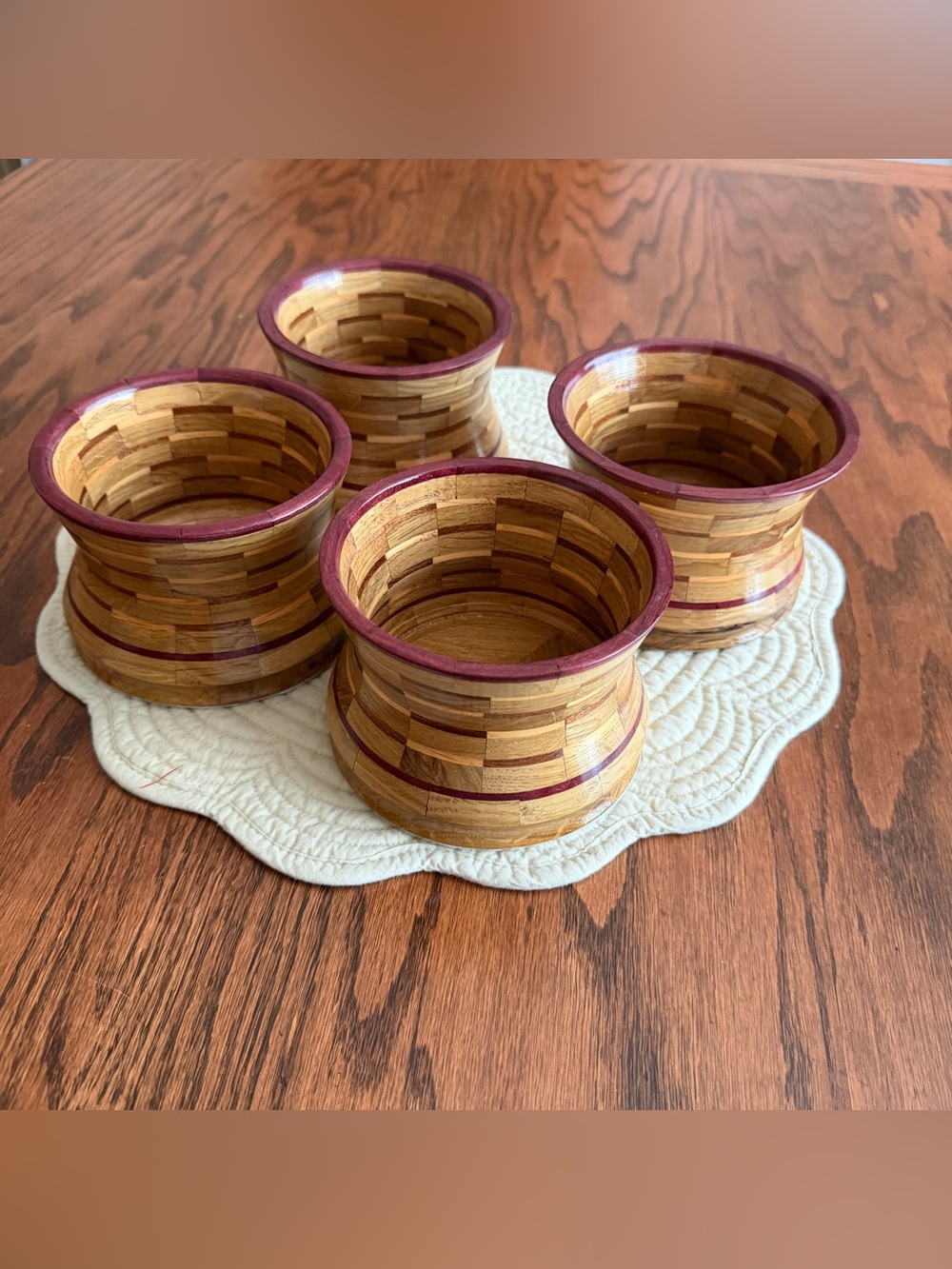 Handcrafted Wooden segmented bowls - Set of 4